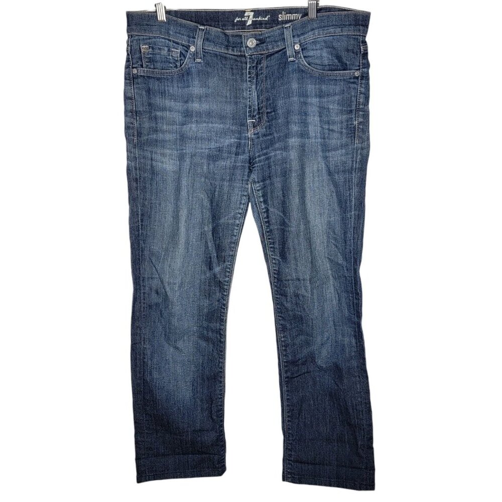 7 For All Mankind Slimmy 33 x 27 Dark Wash Blue‎ Denim Jeans Men's